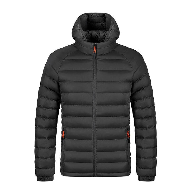 Leichter Wintermantel mit Kapuze und Taschen, modisch, warm, tragbar, mit Reißverschluss, für Herren, Kleidung in Volltonfarbe, Oberbekleidung, Oberteile