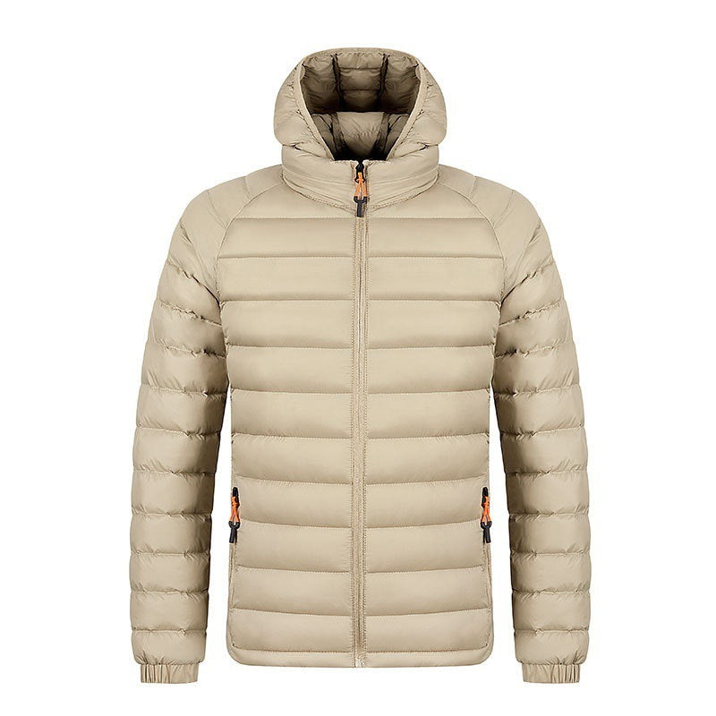 Leichter Wintermantel mit Kapuze und Taschen, modisch, warm, tragbar, mit Reißverschluss, für Herren, Kleidung in Volltonfarbe, Oberbekleidung, Oberteile