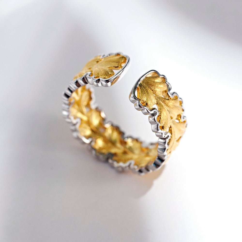 Women's Gold-plated Gingko Leaf Ring - Dazpy