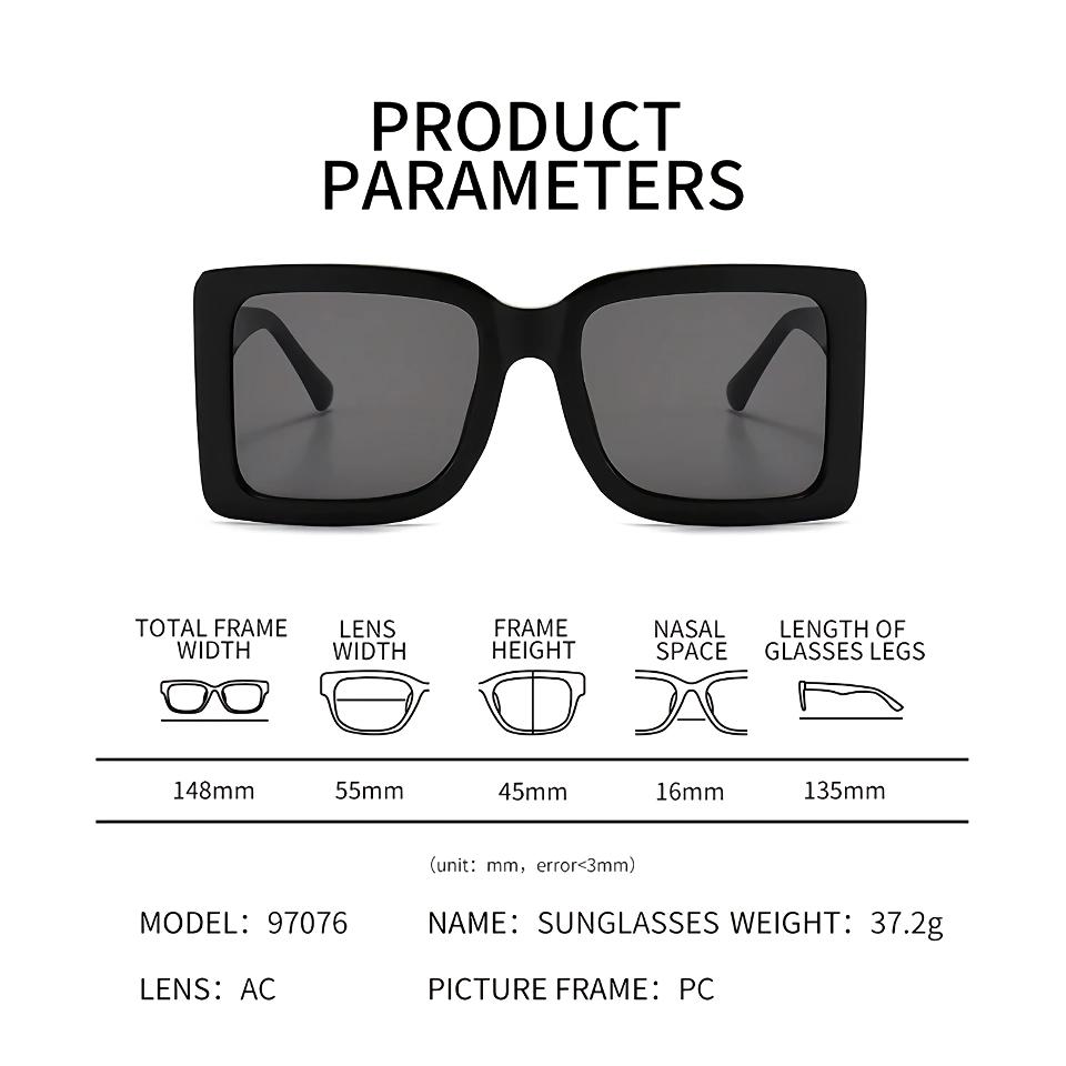 Gafas de sol de gran tamaño con montura rectangular y estilo UV400