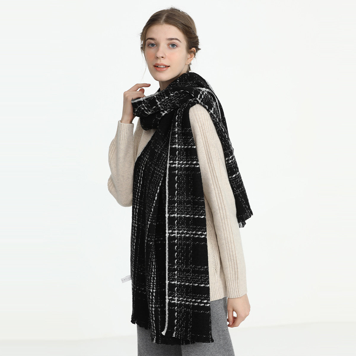 Luxuriöser Kaschmir-Pashmina-Schal mit Quasten – warmer und stylischer Schal für Damen