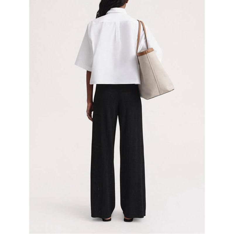 High-Waist Hollow-Out Knit Trousers