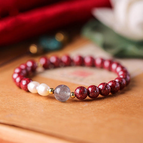 Vermillion Pearl Moonstone Couple Simple Bracelet - Dazpy