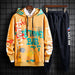 Hooded Printed Sports Suit Men's Fashion Two Piece