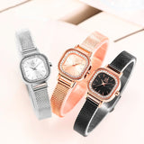 Watch Women's Square Mesh Belt With Diamond Watch - Dazpy