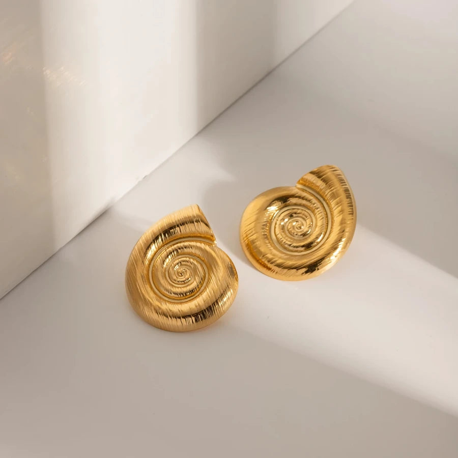 Gold-Plated Stainless Steel Spiral Conch Earrings