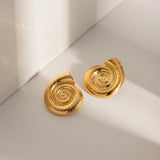 Gold-Plated Stainless Steel Spiral Conch Earrings