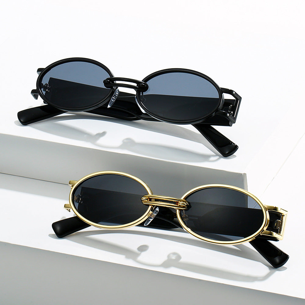 Ovale Steampunk-Sonnenbrille im Vintage-Stil