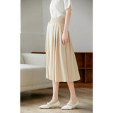 Elegant High-Waisted Pleated Skirt with Pockets