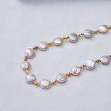 Shaped Baroque Freshwater Pearl 12-13mm Button Necklace - Dazpy