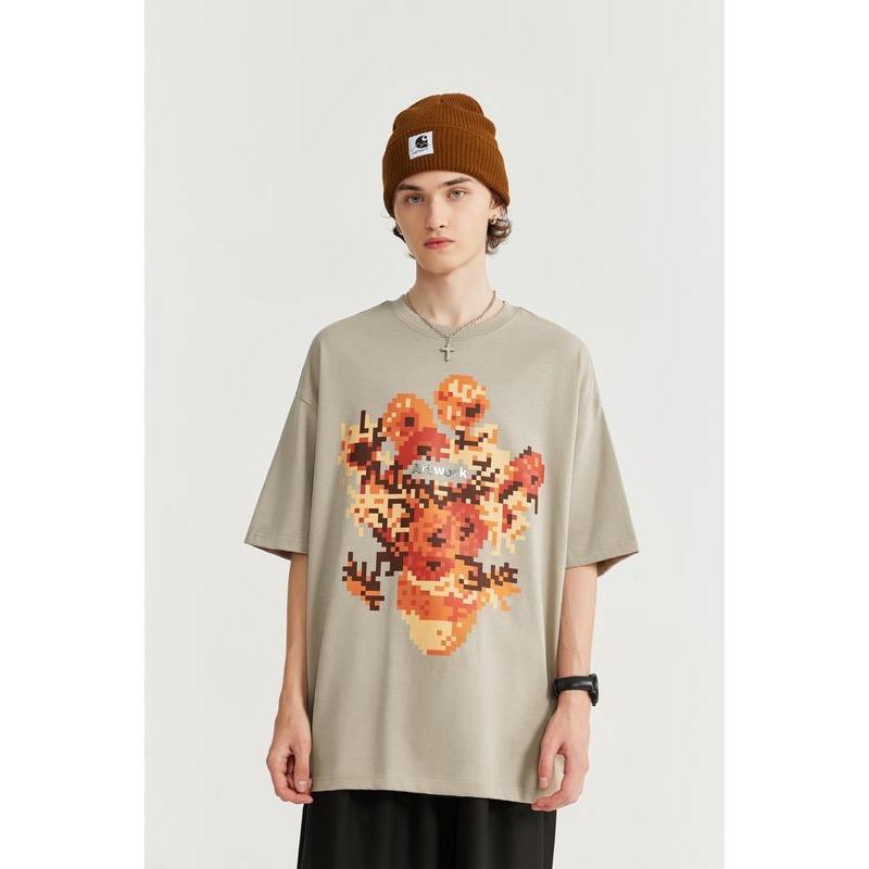 T-Shirt mit metallischem Sonnenblumen-Print