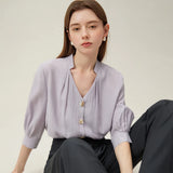 French V-neck Loose Cozy Style Shirt for Women