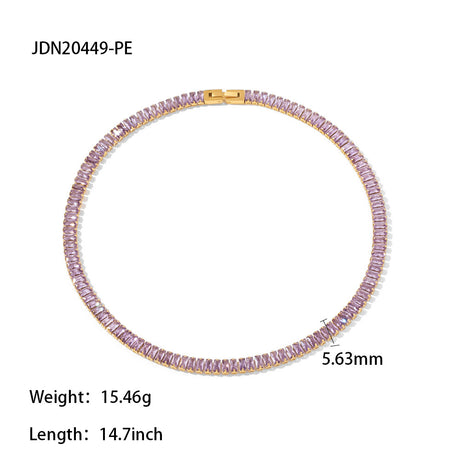 Fashion Rectangle Colorful Zircon Necklace Women - Dazpy