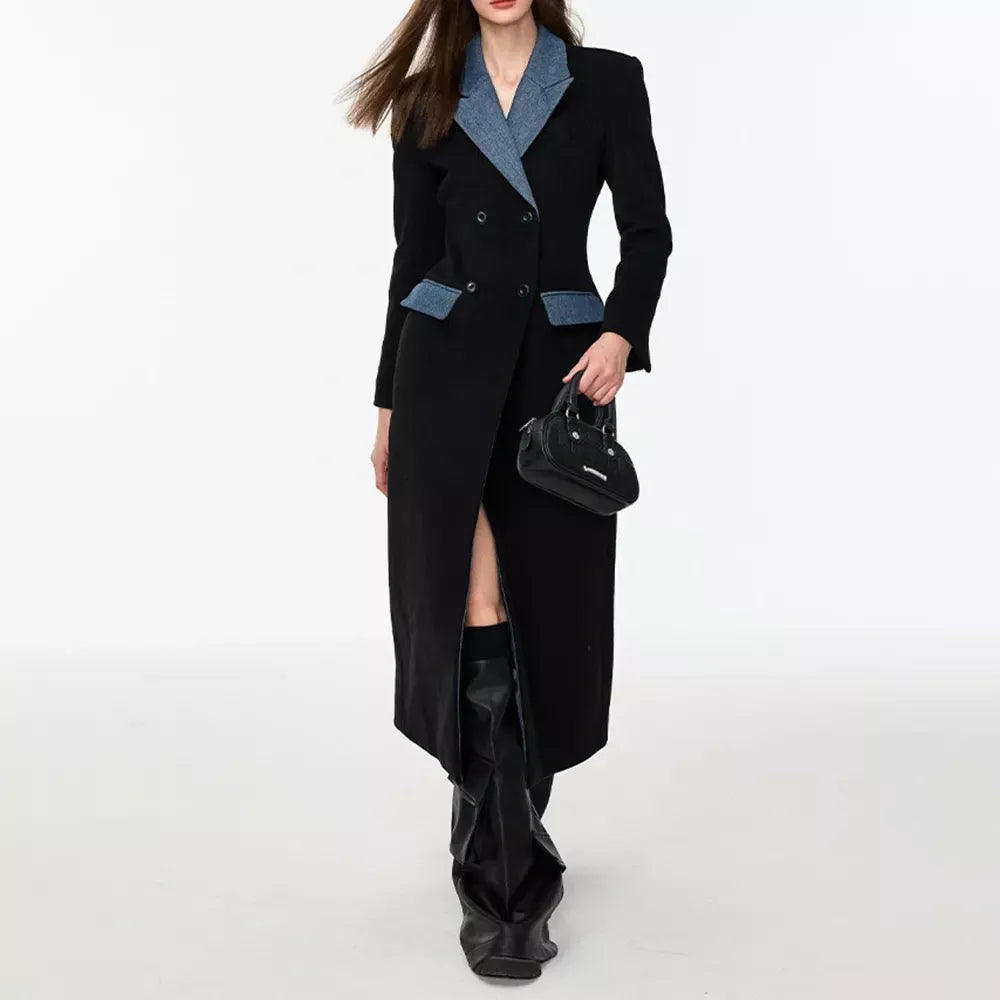 Double Breasted Trench Coat Contrasting Colors