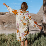 Floral Paradise Buttoned Chiffon Beach Tunic Dress