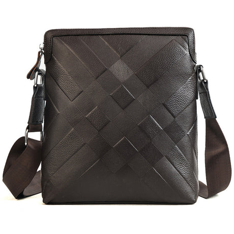 Men's Leather Top Layer Cowhide Shoulder Bag Diagonal Backpack Business Bag - Dazpy