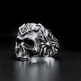 Men's Vintage Sterling Silver Skull Ring - Dazpy