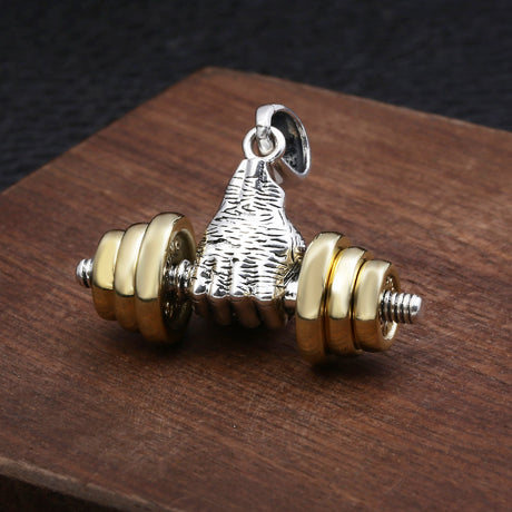 Fist Dumbbell Fashion Necklace Pendant - Dazpy