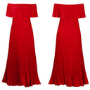 Women's Off-Shoulder Pleated High-Waist Dress