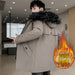 Fleece-lined Hooded Thickened Winter Mid-length Jacket Trench Youth Cotton-padded Men's Coat