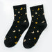 Stilvolle Damensocken aus silberner Seide mit Mond und Stern