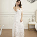 Backless Feather Lace Party Long Dress