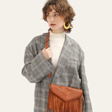 Bolso mensajero bohemio con flecos y borlas vintage