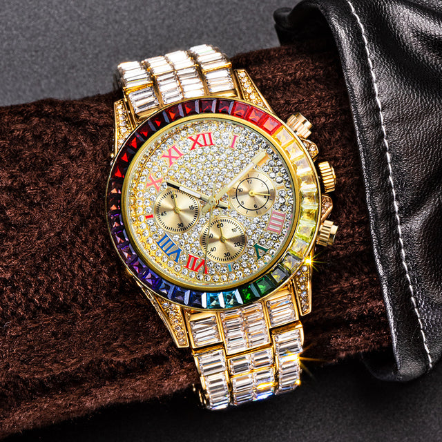 Three Eyes Rainbow Diamond Quartz Watch - Dazpy