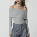 Elegant Off-Shoulder Knit Sweater