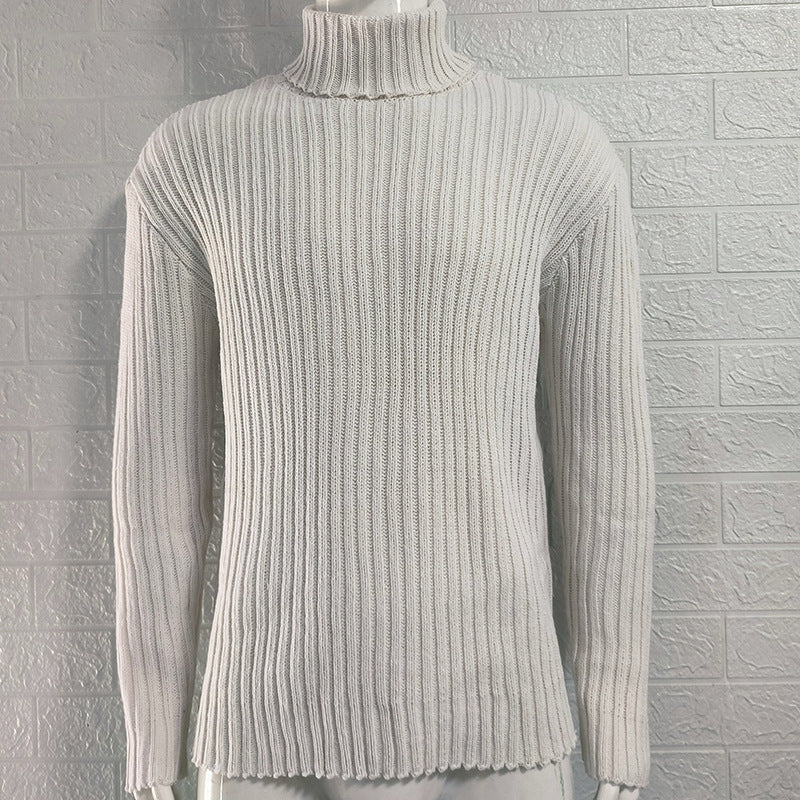 Rollkragenpullover in einfarbiger Slim Fit-Strick