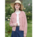 Stilvolles Set aus rosa Tweed-Strickjacke und Shorts