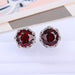 Natural Ruby Colored Round Sterling Silver Earrings - Dazpy