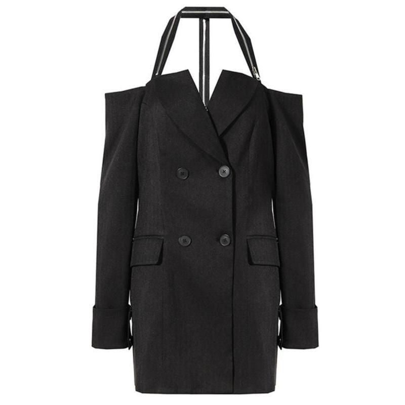 Schicker Neckholder-Zweireiher-Blazer in Schwarz für Damen