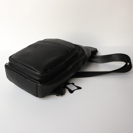 Black Top Layer Cow Leather Japanese Casual Bag - Dazpy