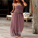 Strapless Floral-Print Long Dress