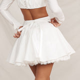 Elegant Lace A-Line Skirt | High-Waist, Vintage-Inspired White Summer Skirt