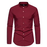 Men's Fashion Solid Color Party Shirt Metal Button Long Sleeve