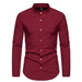 Men's Fashion Solid Color Party Shirt Metal Button Long Sleeve