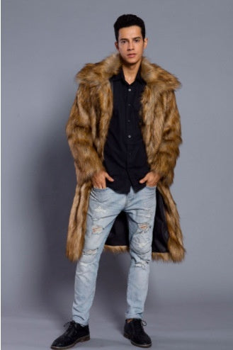 Men's Overcoat Faux Fur Coat Long Trench Coat