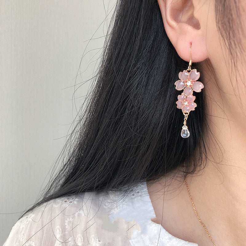 Cherry Blossom Mismatch Decorative Face Earrings - Dazpy