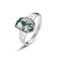 S925 Sterling Silver Irregular Green Moss Agate Ring - Dazpy