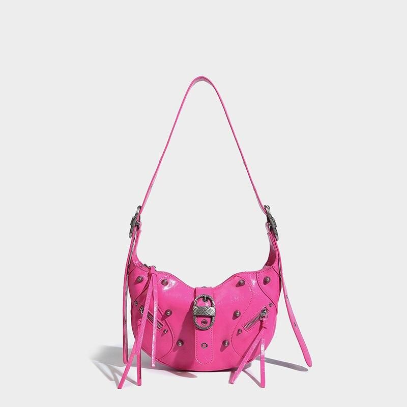 Pinker Punk Luxus Sling Crossbody-Tagesrucksack aus Leder