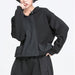 Women's Black Drawstring Hooded T-shirt with Pocket