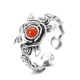 S925 Sterling Silver Vintage Distressed Rose Ring - Dazpy