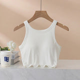 Elegant Ribbed Camisole Crop Top with Built-In Padding