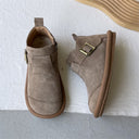 Botines retro de tacón grueso y punta redonda para mujer