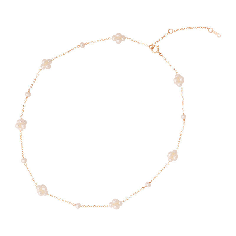 Natural Freshwater Pearl 14K Gold Wrapped Necklace - Dazpy