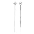 S925 Silver Tassel Long Round Face Delicate Niche O Diamond Stitching Earrings - Dazpy