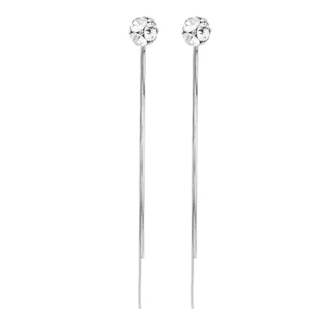 S925 Silver Tassel Long Round Face Delicate Niche O Diamond Stitching Earrings - Dazpy