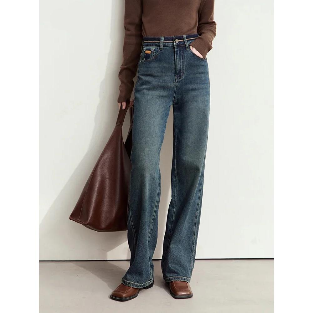 Women's Retro Wide-Leg Denim Pants